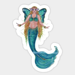 Butterfly mermaid art by Renee Lavoie Sticker